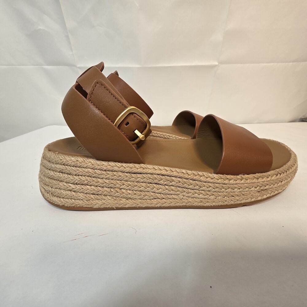 FitFlop F-Mode Womens Espadrille Sandals Sz 9 Deep Tan Leather Ankle Strap - Picture 4 of 16